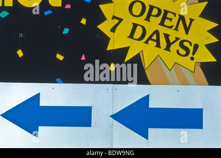 Open 7 Days Text open text with arrows Stock Photo - Alamy