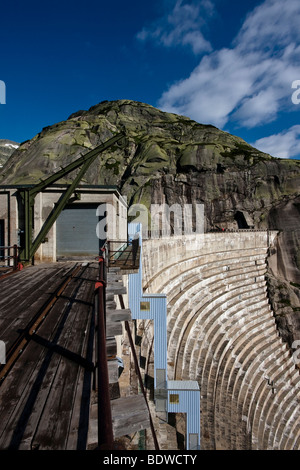 Grimsel dam of the reservoir, the Grimsel Pass, Canton of Uri, Switzerland, Europe Stock Photo