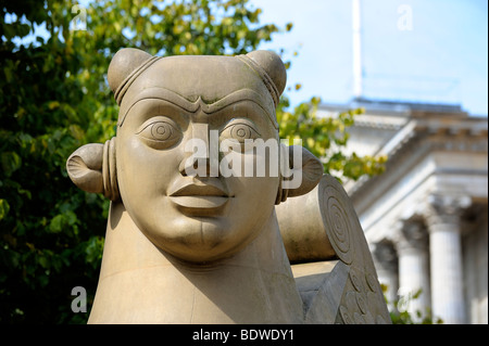 One of the Guardians, two Sphinx-like animal sculptures situated in Victoria Square in Birmingham Stock Photo