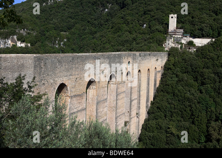 Ponte delle Torri Bridge of Towers Aqueduct to Spoleto Tuscany, Italy Stock Photo