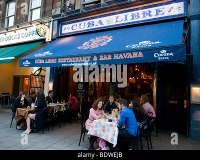 People eating out at Cuba Libre restaurant in Upper Street, Islington, London, England, UK Stock Photo