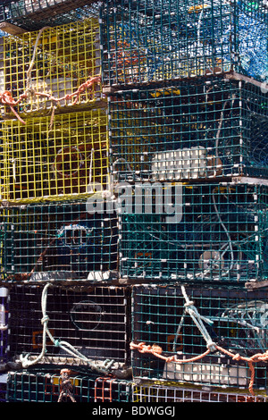 stacked lobster traps Grand Manan New Brunswick Canada Stock Photo