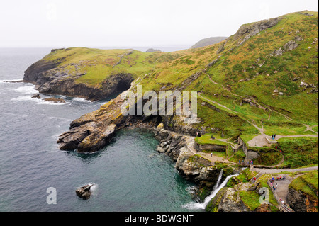 Rugged cliffs on the coast of Tintagel, Cornwall, England, UK, Europe Stock Photo