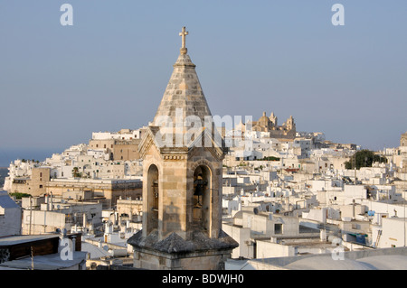 Old Town at sunset, Ostuni, Brindisi Province, Puglia Region, Italy Stock Photo