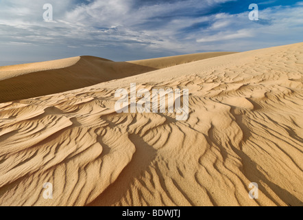 Sand dunes and structures near Mui Ne, Red Sand Dunes, Vietnam, Asia Stock Photo