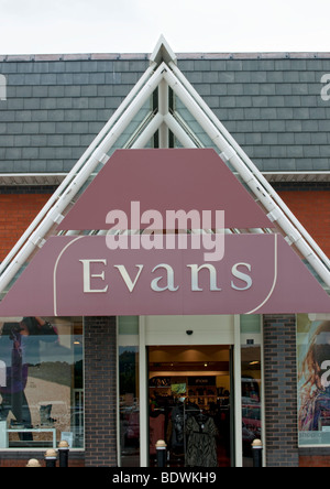 The front of an Evans Shop showing the sign