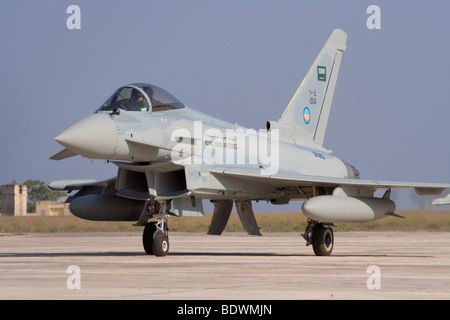 Modern military aircraft. Royal Saudi Air Force Eurofighter EF 2000 Typhoon jet fighter airplane. Stock Photo