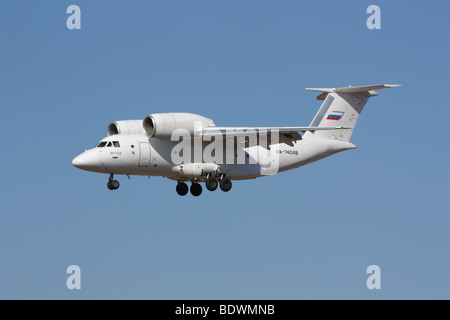 Antonov An-74 STOL (short takeoff and landing) cargo jet on approach Stock Photo