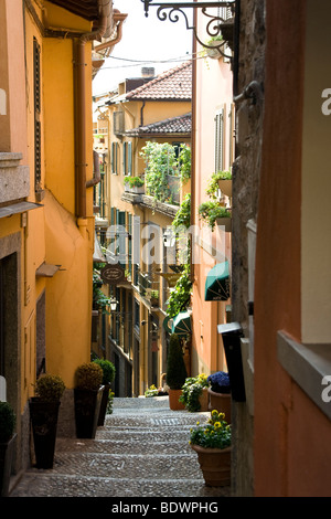 Narrow streets of Bellagio on the shores of Lake Como Stock Photo