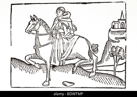 Geoffrey Chaucer ' s Canterbury Tales - The Friar on horseback. English ...