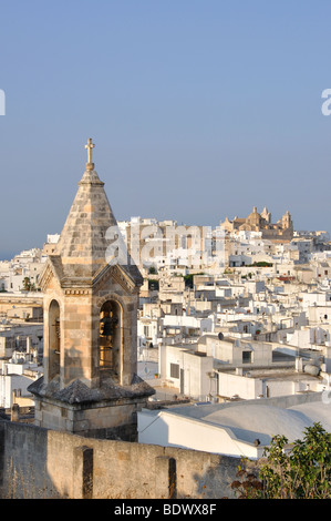 Old Town at sunset, Ostuni, Brindisi Province, Puglia Region, Italy Stock Photo