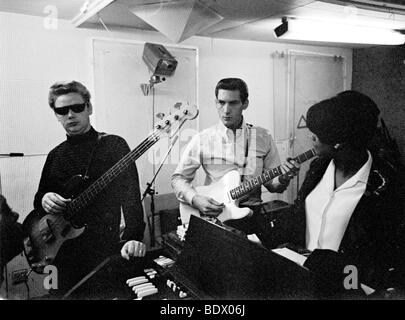 BOOKER T AND THE MGS  recording in London in 1967 with Steve Cropper at right and Carla Thomas Stock Photo