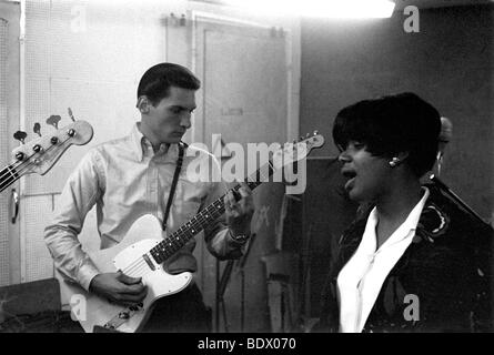 BOOKER T AND THE MGS  recording in London in 1967 with Steve Cropper and and Carla Thomas Stock Photo