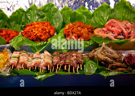 Outdoor BBQ stall in Namdemun Market in Seoul South Korea Stock Photo