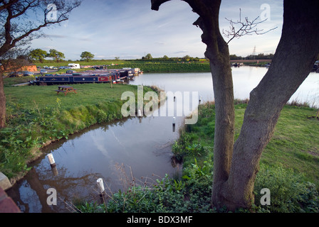 Mooring space for a longboat in "Kings Bromley" Marina in Staffordshire, "Great Britain" Stock Photo