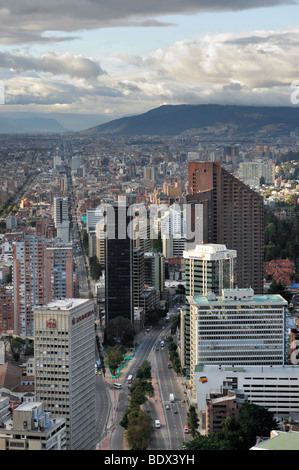 Aerial view of Bogotá, the Avenida Carrera Septima. Stock Photo
