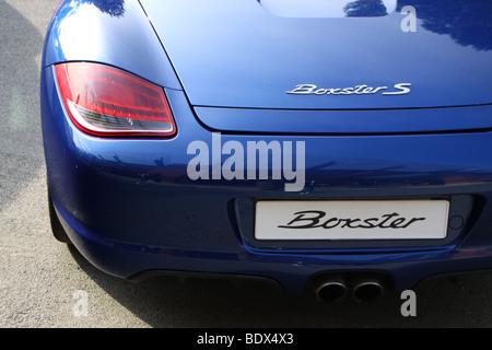 Rear of a blue Porsche Boxster S Stock Photo