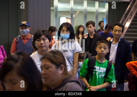 Worried about swine flu in NRT Narita Airport in Japan Stock Photo