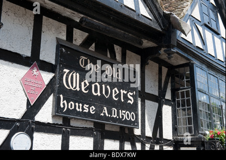 Sign on the Olde Weavers House in Canterbury , Kent , England Stock Photo