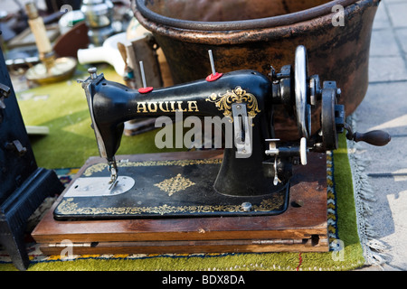 Old sewing machine 'Aquila', Tuscany, Italy, Mediterranean Europe, EU. Stock Photo