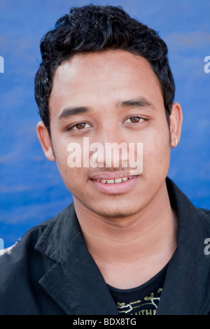 Kathmandu, Nepal. Young Nepalese Man of the Newari Ethnic Group. Stock Photo