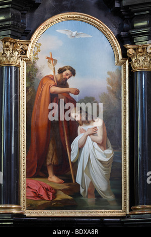 Painting of the Baptism of Christ, Parish Church of St. Lawrence, Bludenz, Vorarlberg, Austria, Europe Stock Photo