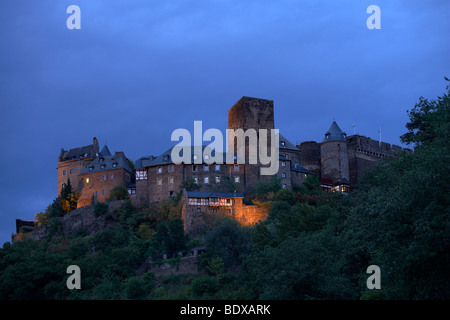 Schoenburg castle above Oberwesel on the Rhine river, Rhineland-Palatinate, Germany, Europe Stock Photo