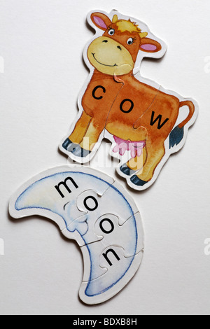 The cow jumped over the moon - jigsaw puzzles Stock Photo