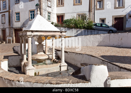 Fonte da Vila (Town's Fountain) in the Jewish Quarter of Castelo de Vide, Portugal. 16th century fountain. Stock Photo