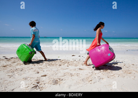 Two teenagers parting ways on holiday Stock Photo