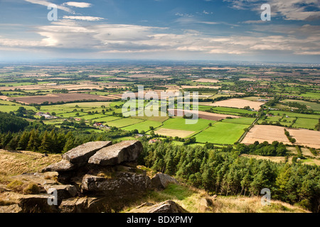 The Stokesley Plain from the Wainstones, Hasty Bank on the Cleveland Way, North York Moors National Park Stock Photo