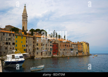 Rovinj Old town with Saint Euphemia's basilica, seen from Valdibora, Rovinj, Istria, Croatia, Europe Stock Photo