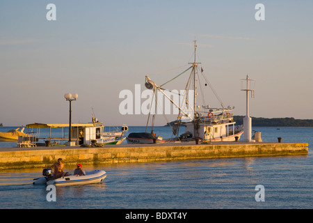 Harbour of Fazana with fishing and excursion boats to Brijuni Islands, Istria, Croatia, Europe Stock Photo