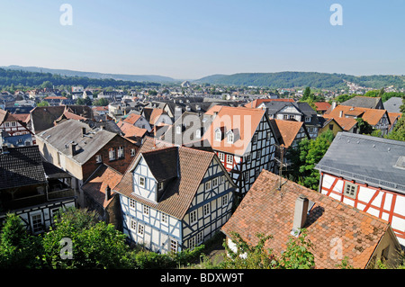 Historic half-timbered houses, old town, city view, Marburg, Hesse, Germany, Europe Stock Photo