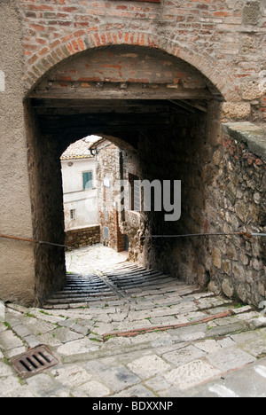 stone street in The town of Chiusdino, where the Saint, San Galgano was born Stock Photo