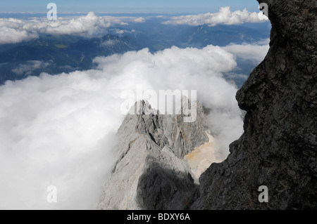 View from Mt. Zugspitze, 2962 m, highest mountain in Germany, Bavaria-Tyrol, Germany, Europe Stock Photo