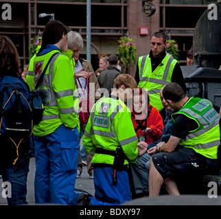 First Aid team and Paramedic attend a patient Edinburgh Scotland UK Europe Stock Photo