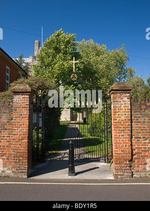 South entrance to Romsey Abbey Hampshire England UK Stock Photo