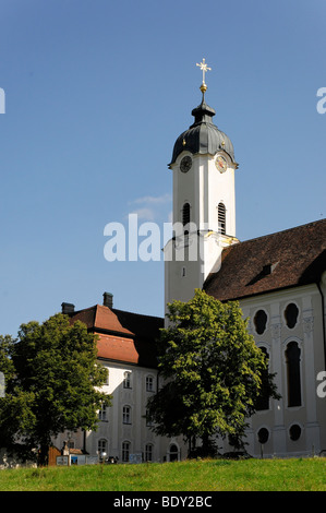 Partial view outdoors, Wieskirche church, Steingaden, Allgaeu, Bavaria, Germany, Europe Stock Photo