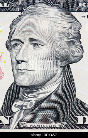 Alexander Hamilton Portrait from a Ten Dollar Bill. Stock Photo