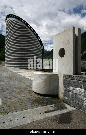 The granite church designed by star architect Mario Botta in Mogno, Valle Maggia, Ticino, Switzerland, Europe Stock Photo