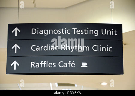 Hospital direction sign The Heart Hospital, Westmoreland Street, Marylebone London England UK Stock Photo