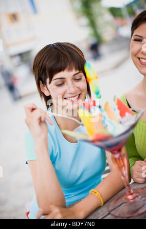 girlfriends enjoying icecream Stock Photo