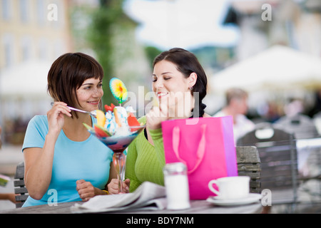 girlfriends enjoying icecream Stock Photo