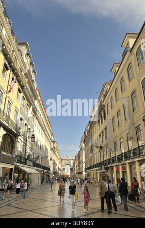 Rua Augusta road, pedestrian and shopping mile, Baixa District, Lisbon, Portugal, Europe Stock Photo