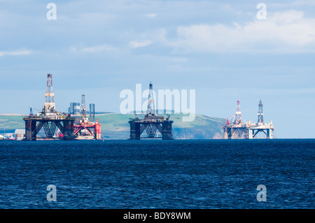 Oil Rig platforms in the Cromarty Firth near Invergordon Stock Photo