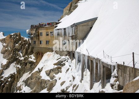 Panoramic terrace at the Aiguille du Midi, Chamonix, Mont Blanc Massif, Alps, France, Europe Stock Photo