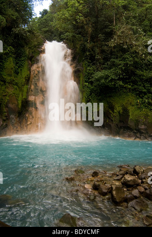 Waterfall at Rio Celeste, Tenorio Volcano National Park, Costa Rica. Stock Photo