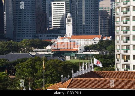 View over Raffles to Padang and Business District, Singapore Stock Photo
