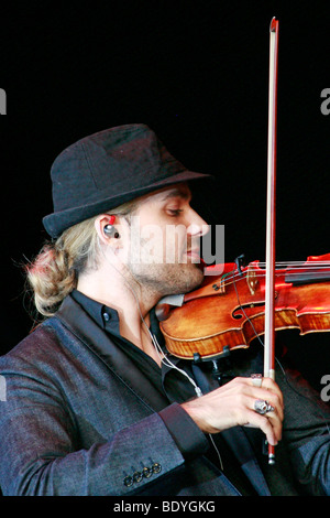 Star violinist David Garrett live at the movie nights at the bank of the river Elbe in Dresden, Saxony, Germany, Europe
